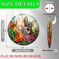 Vibrant Two Chihuahuas Acrylic Suncatcher Pet Lover Home Hanging Decoration Gift