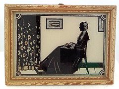 Whistlers Mother Silhouette Picture Wood Frame Floral Silver NRA Code 5.75×7.75″