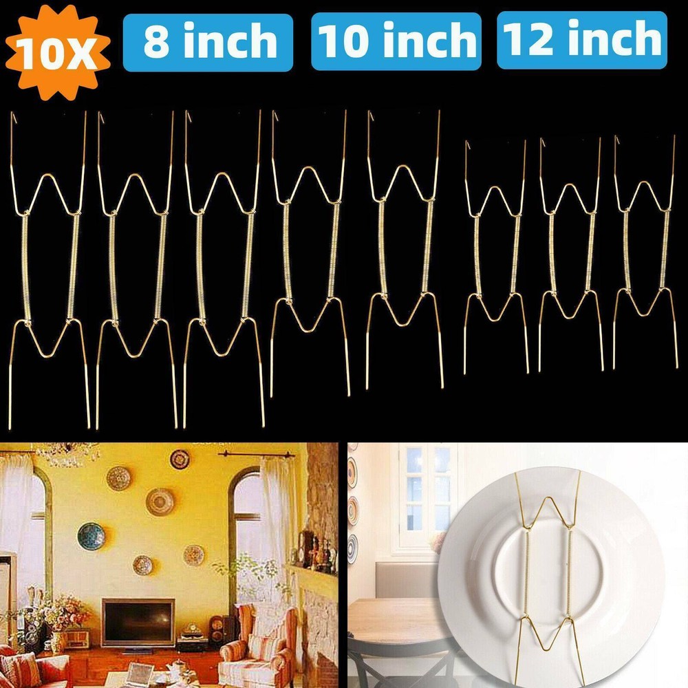 10PCS W-Shape Wall Display Plate Dish Hangers Hooks For Home Decor 6-16” Holder