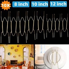 10PCS W-Shape Wall Display Plate Dish Hangers Hooks For Home Decor 6-16” Holder