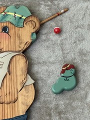 Handmade Solid Wood “Gone Fishing Bear” Wall Hanging Outdoor Sport Cabin Cottage