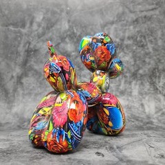 Graffiti Balloon Dog Statue, Modern Pop Art Sculpture, Multicolor Resin Home Dec