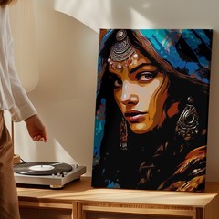 Bohemian Ethnic Woman Portrait Canvas Wall Art Colorful Face Print Home Decor
