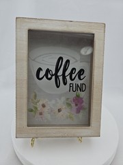 Coffee Fund Shadow Box Piggy Bank Home Decor Coins Funds Office (105-790)