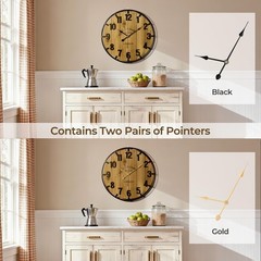 Farmhouse 24 Inch Extra Large Decorative Wall Clock with Metal Circle, Oversi…
