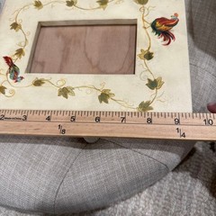 Hand Painted Rooster Vine Wooden Picture Frame Rustic Farmhouse 10in