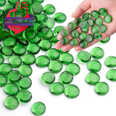 Green Glass Marbles 1 LB Transparent Smooth Flat