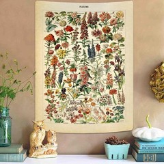 Vintage Flowers Tapestry 48”x36”, Long Vertical 48″L x 36″W,
