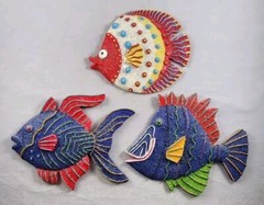 Glitter Fish Resin Wall Art Figures – Set of 3