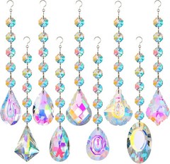 9Pcs Crystal Sun Catcher Prism Balls Rainbow Maker Hanging Decor Home Window