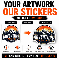 Custom Logo Stickers Vinyl Die Cut Decals Waterproof UV Resistant 2″-25″