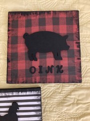 3 Barnyard Animals Paper On Canvas Wall Art. Wooden Figures Letters 12×12