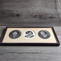 Vintage 1930 Art Deco Triple Portrait Photograph Woman in Wood Frame Easel 19×12