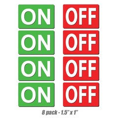 ON OFF Light Switch Stickers Vinyl Decals Garage Door Labels 8-Pack 1.5in x 1in