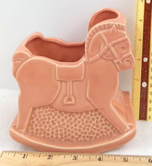 Shawnee Ceramic Rocking Horse Vase Planter Pink Floral Art Deco Vintage 526 USA