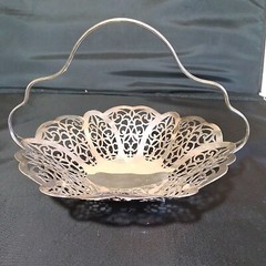 EPNS Pierced Silver Plate Trinket Dish Basket Lovelace Intl Silver