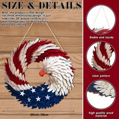 1 Pcs 4th of July Patriotic Door Sign 250th Anniversary Eagle Wreath Decorati…