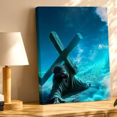 Wall Art Religious Jesus Carrying Cross Crown of Thorns Heavenly Path Print