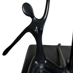 Modern “Ballet Dancers” Sculpture Black Metal Abstract Bodrul Khalique Style 10″