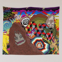 Trippy Sassy Sasquatch Tapestry, The Big Lez Show Wall Hanging Tapestry