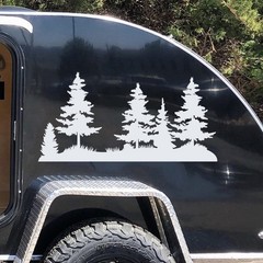 Pine Tree Landscape Scene Vinyl Decal V2 – Forest Silhouette Sticker – 20 Colors