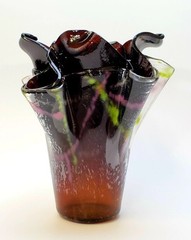Fused Glass Sienna and Stripes Vase Functional Art Glass Gift OOAK