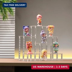 6 Tier Clear Action Figures Display Risers Stand Shelf, Acrylic Display Stands f