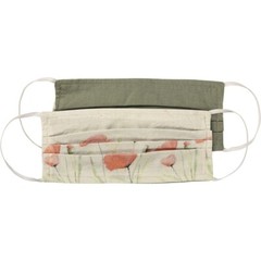 NEW! ~ Reversible Cotton Face Mask ~ Two Ply Pleated ~ Poppies ~ Floral
