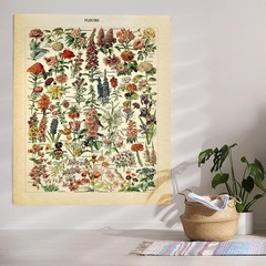 Vintage Flowers Tapestry 48”x36”, Long Vertical 48″L x 36″W,