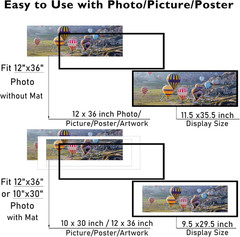 12X36 Picture Frame with 10X30 Mat Set of 4, Display Photo 10X30 with Mat or 12