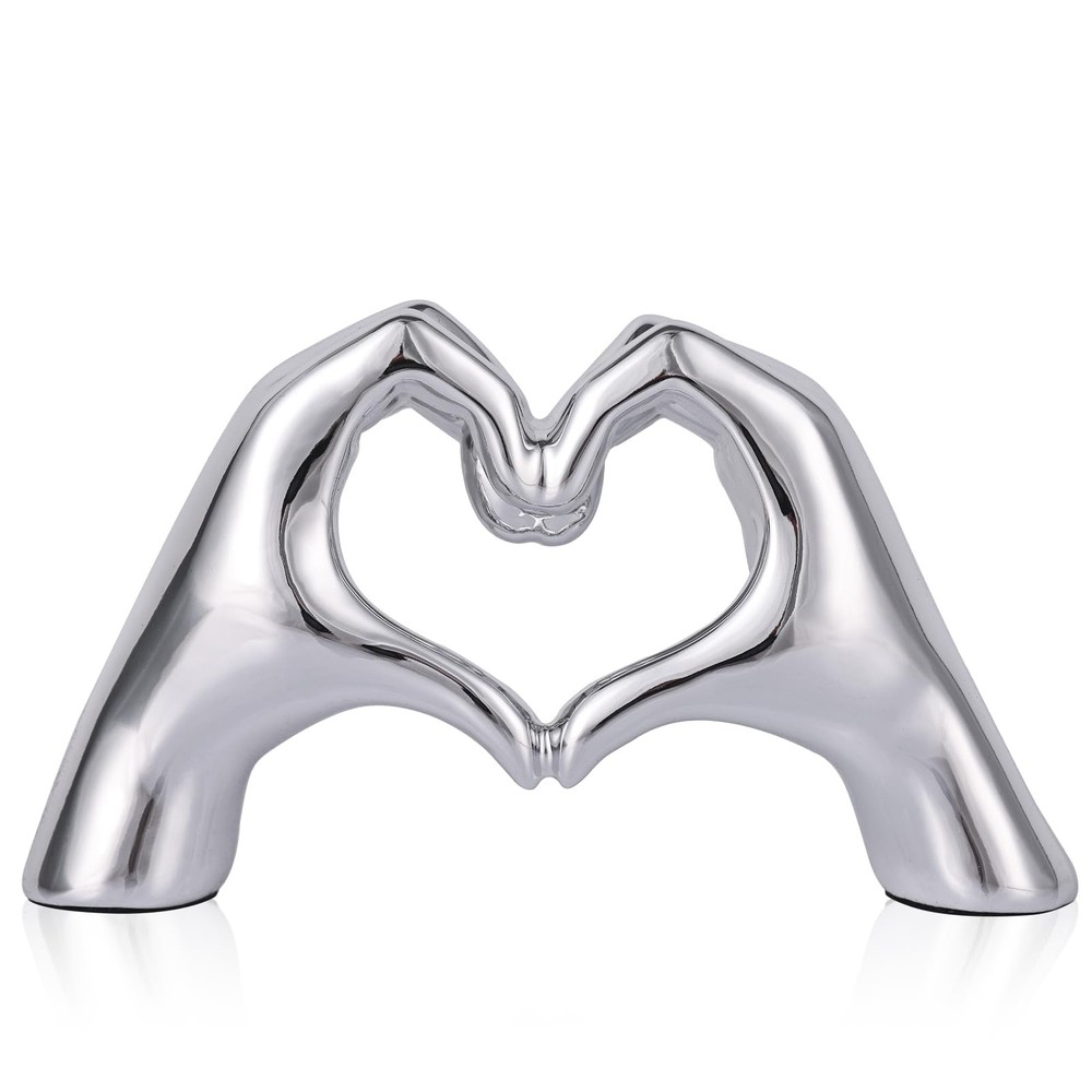 Silver Heart Hand Decorative Sculpture, Room Home Decor Aesthetics for Office…