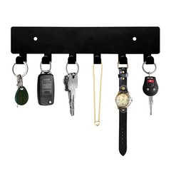 GTK Key Holder for Wall, Hooks with 6 Hooks, Wall Mounted 6 Black