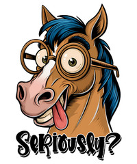 Horse Sticker (4 Inch) Funny Joke Seriously Humor Silly Attitude Farm Pony