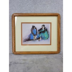 Vintage 1982 Windsor Art Products Framed Print Two Figures Blue Green 10×12