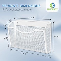 Wall File Organizer,Hanging Wall Mounted File Folder 3Pack Standard White