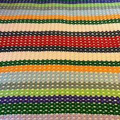 Handmade Multicolor Crochet Throw w/ Same White Pattern On Reverse 59″ x 44″