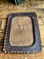 Vintage lot of 5 various silver and leather empty picture frames.