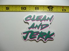 CLEAN AND JERK SMALL STICKER DECAL GYM WEIGHTLIFTING FITNESS EXERCISE