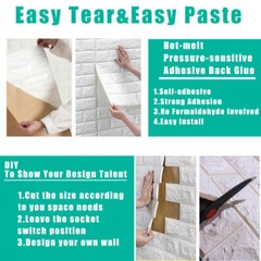 10 Pcs 3D Tile Red Brick Wall Sticker Self-adhesive Foam Panel Wallpaper 38*35
