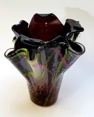 Fused Glass Sienna and Stripes Vase Functional Art Glass Gift OOAK