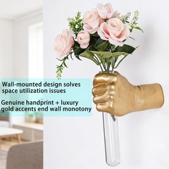 Gold Hand Vase, Wall Mounted Decor – Hanging Statue for Living Rooms & Entran…
