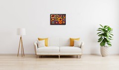 Framed Squares with Concentric Circles Canvas Wall Art of Wassily Kandinsky