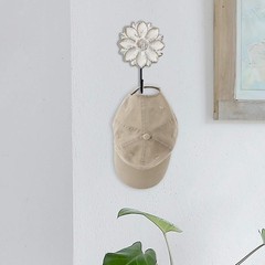 Decorative Wall Mounted Flower Hooks, White Distressed Wood Hanging Hooks,