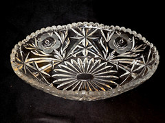 McKee Innovation Cut Glass Oval Decorative Fruit Bowl Sawtooth Rim 10″ Antique