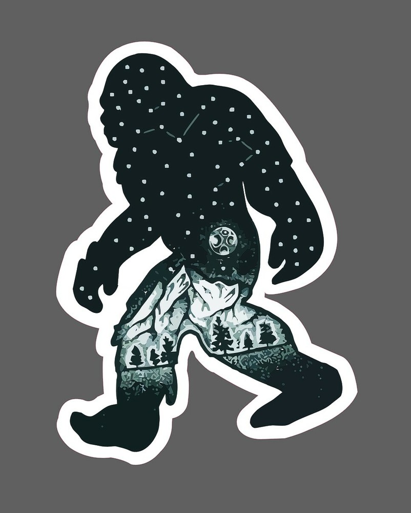 Bigfoot Sticker Night Forest Waterproof – Buy Any 4 For $1.75 Each Storewide!