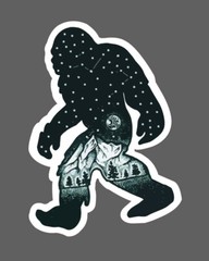Bigfoot Sticker Night Forest Waterproof – Buy Any 4 For $1.75 Each Storewide!
