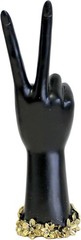 Decorative Peace Sign Hand Sculpture – 10.5″ Black & Gold Rose Accent Statue