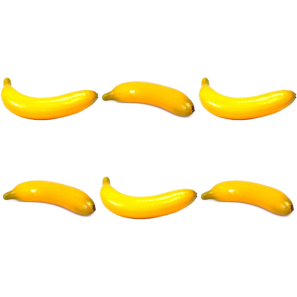 6-Pack Artificial Banana – Yellow Fruit Bananas Decorative Fake Plastic Lot