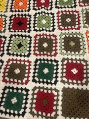 Vintage Multi Color Granny Square Small Lap Blanket Throw Baby Blanket 44”x36”