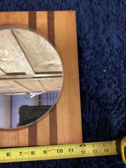 Rustic Wood Frame With Circle Mirror 12”x 12” Very Nice